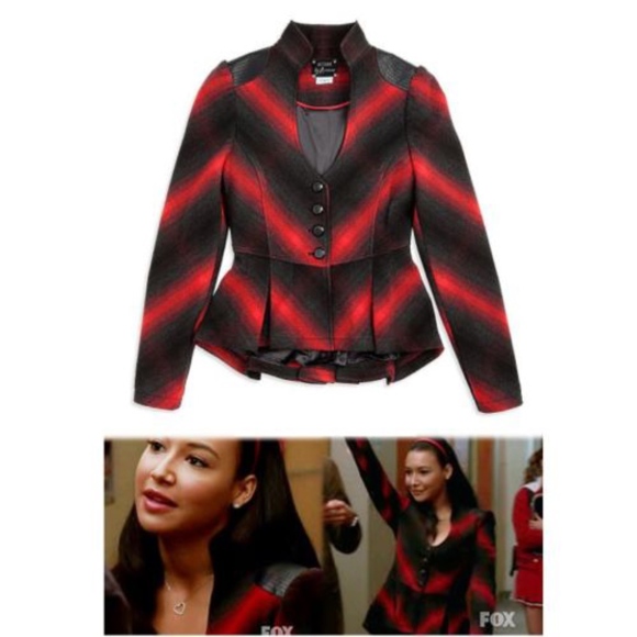 marciano • plaid peplum high low leather blazer - Picture 8 of 8